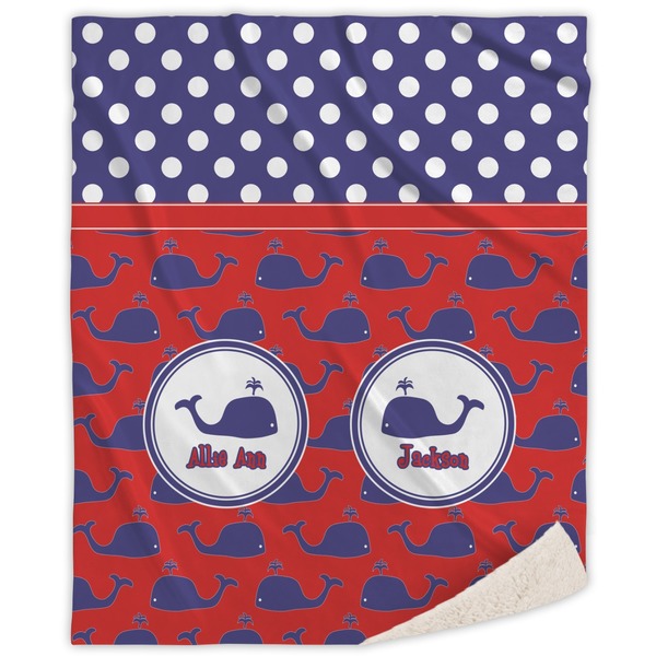 Custom Whale Sherpa Throw Blanket - 50"x60" (Personalized)