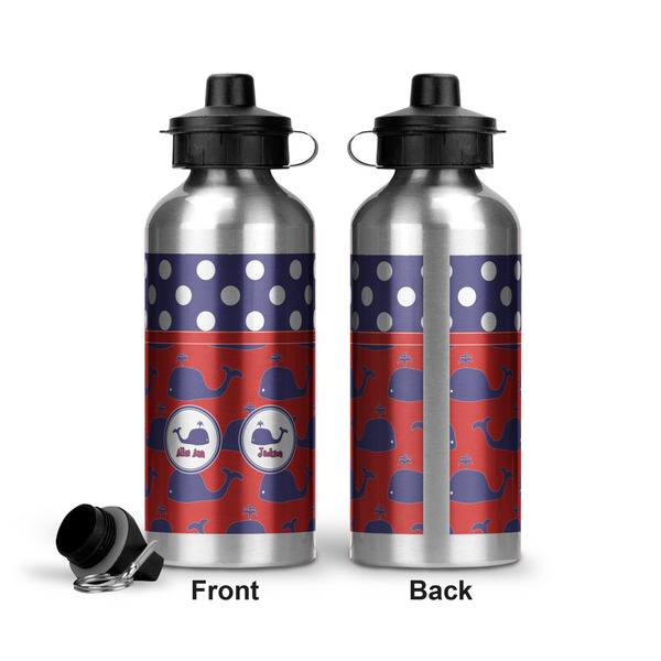 Whale Aluminum Water Bottle - Front and Back