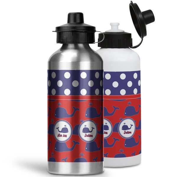 Whale Aluminum Water Bottles - MAIN (white &silver)