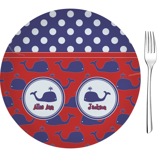 Custom Whale 8" Glass Appetizer / Dessert Plates - Single or Set (Personalized)