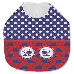 Whale Jersey Knit Baby Bib w/ Name or Text