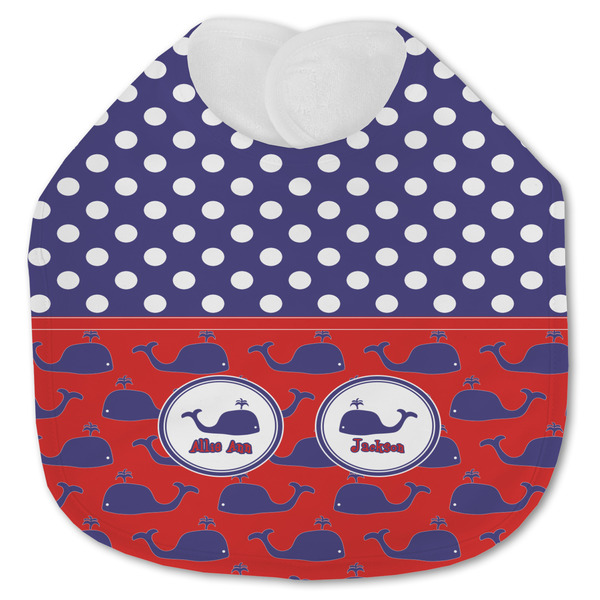 Custom Whale Jersey Knit Baby Bib w/ Name or Text