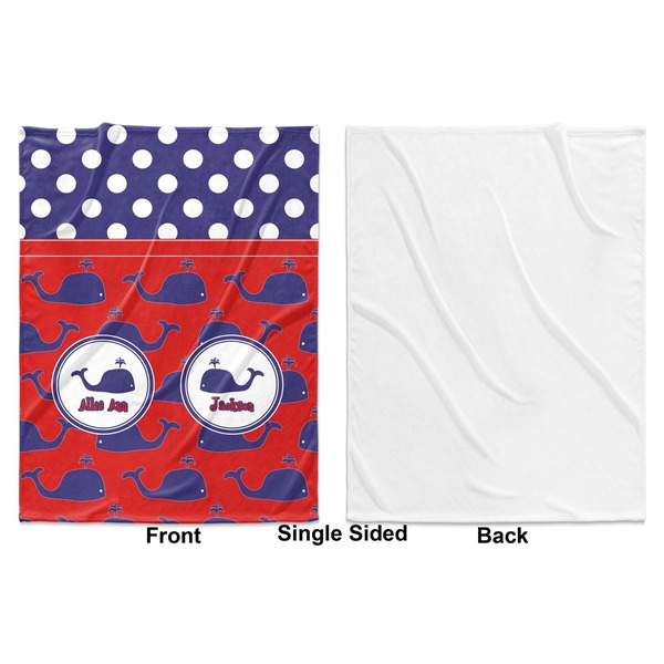 Whale Baby Blanket (Single Side - Printed Front, White Back)