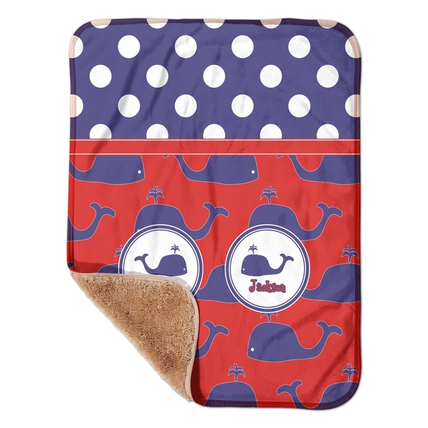 Custom Whale Sherpa Baby Blanket - 30" x 40" w/ Name or Text