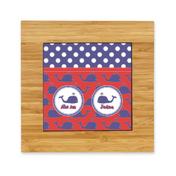 Whale Bamboo Trivet with Ceramic Tile Insert (Personalized)