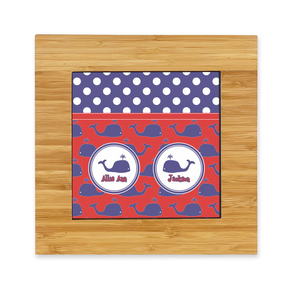 Custom Whale Bamboo Trivet with Ceramic Tile Insert (Personalized)