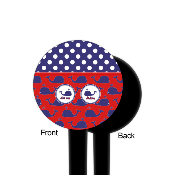 Whale Black Plastic 4" Food Pick - Round - Single Sided - Front & Back