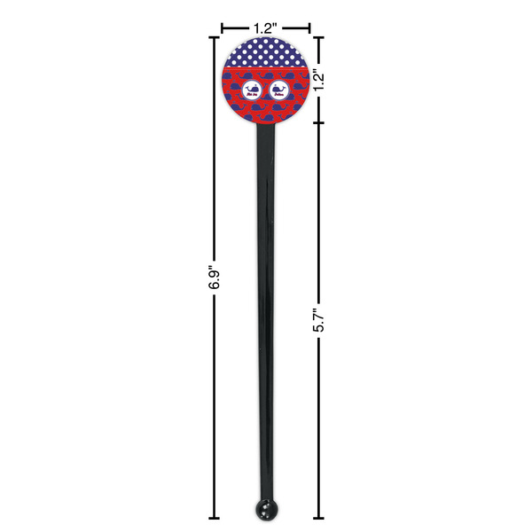 Whale Black Plastic 7" Stir Stick - Round - Dimensions