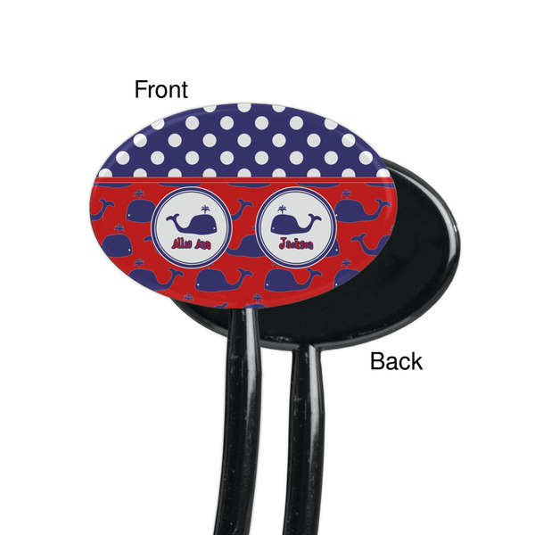 Whale Black Plastic 7" Stir Stick - Single Sided - Oval - Front & Back