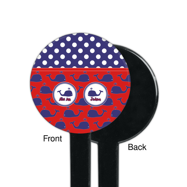 Whale Black Plastic 7" Stir Stick - Single Sided - Round - Front & Back