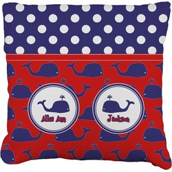 Whale Faux-Linen Throw Pillow 20" (Personalized)