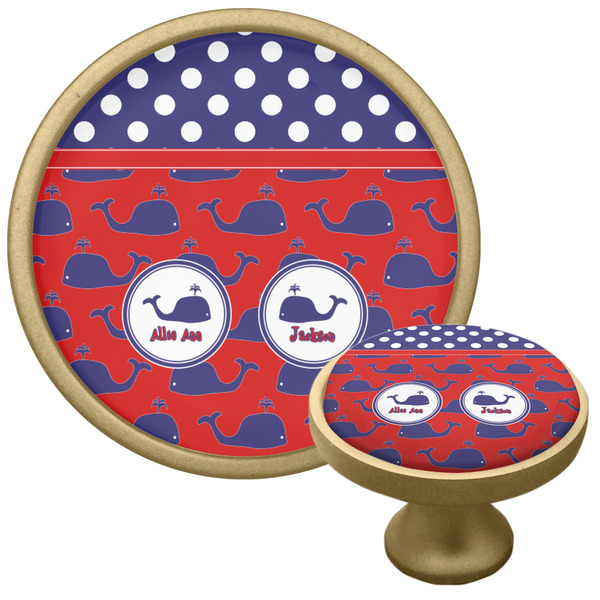 Custom Whale Cabinet Knob - Gold (Personalized)