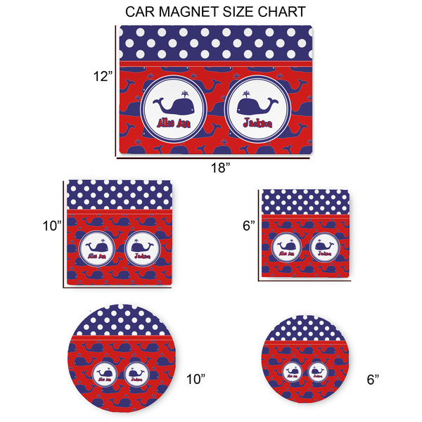 Whale Car Magnets - SIZE CHART