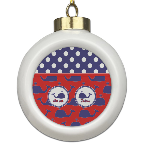 Custom Whale Ceramic Ball Ornament (Personalized)