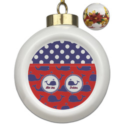 Whale Ceramic Ball Ornaments - Poinsettia Garland (Personalized)