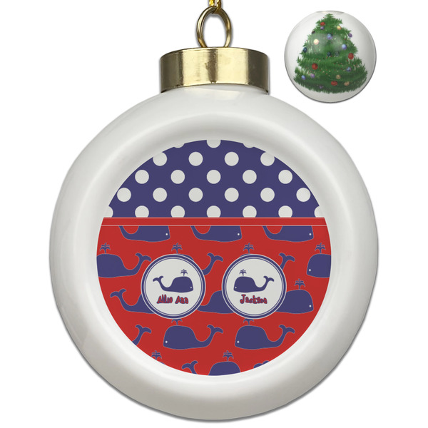 Custom Whale Ceramic Ball Ornament - Christmas Tree (Personalized)