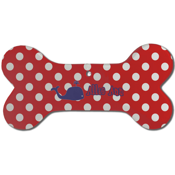 Whale Ceramic Flat Ornament - Bone Front