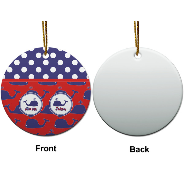 Whale Ceramic Flat Ornament - Circle Front & Back (APPROVAL)