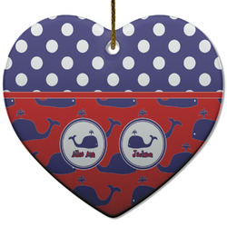 Whale Heart Ceramic Ornament w/ Name or Text