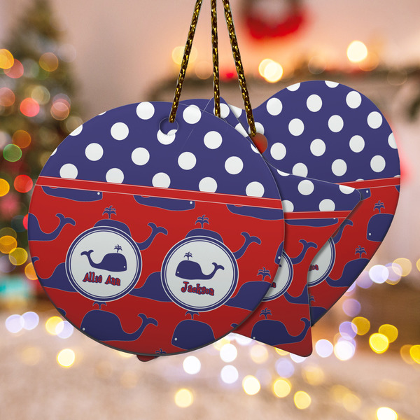 Custom Whale Ceramic Ornament w/ Name or Text