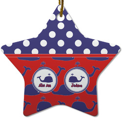 Whale Star Ceramic Ornament w/ Name or Text
