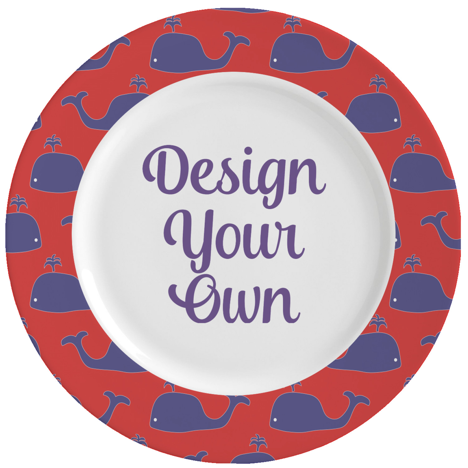 Whale Ceramic Dinner Plates (Set of 4) (Personalized) YouCustomizeIt