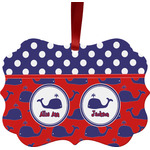 Whale Metal Frame Ornament - Double Sided w/ Name or Text