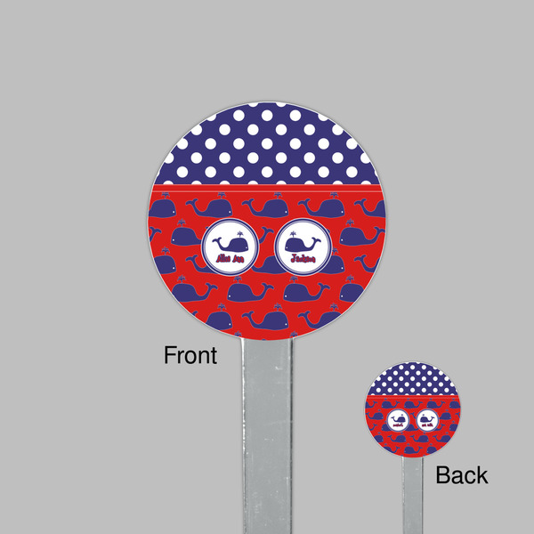 Whale Clear Plastic 7" Stir Stick - Round - Front & Back