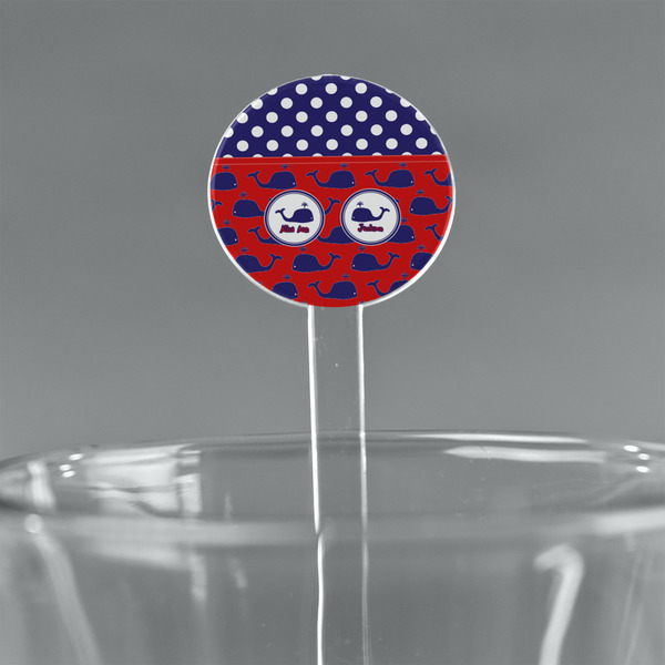 Custom Whale 5.5" Round Plastic Stir Sticks - Clear (Personalized)