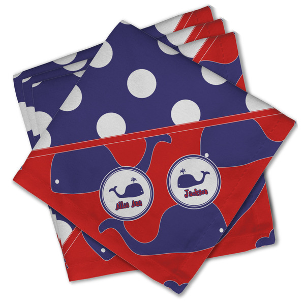 Custom Whale Cloth Cocktail Napkins - Set of 4 w/ Name or Text