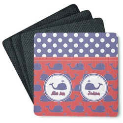 Whale Square Rubber Backed Coasters - Set of 4 (Personalized)