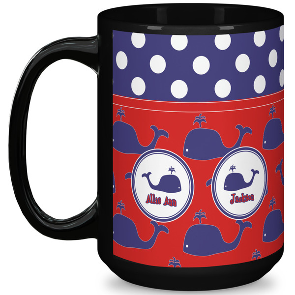 Custom Whale 15 Oz Coffee Mug - Black (Personalized)