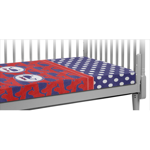 Custom Whale Crib Fitted Sheet w/ Name or Text