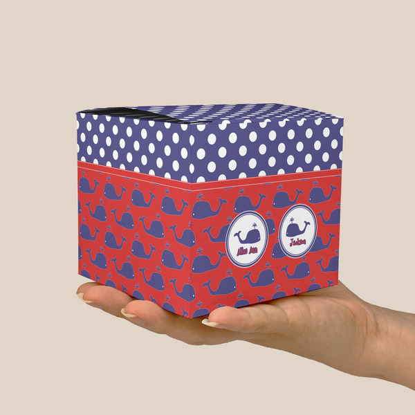 Whale Cube Favor Gift Box - On Hand - Scale View