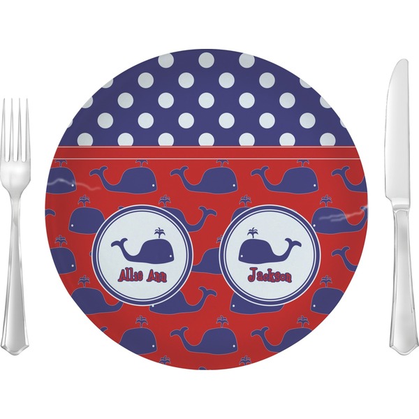 Custom Whale 10" Glass Lunch / Dinner Plates - Single or Set (Personalized)