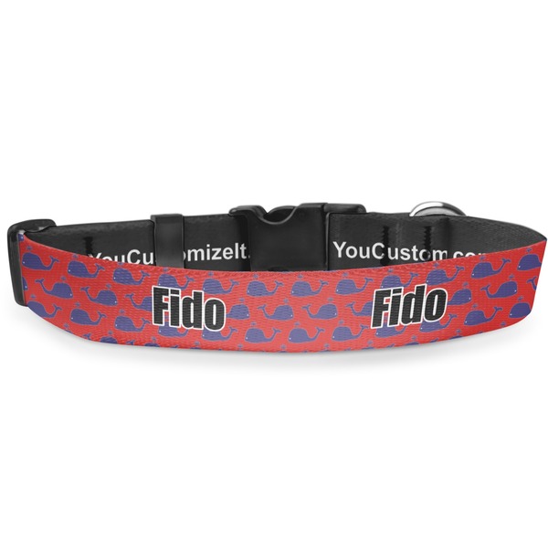 Custom Whale Deluxe Dog Collar - Medium (11.5" to 17.5") (Personalized)