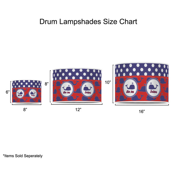 Whale Drum Lampshades - Sizing Chart