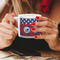 Whale Espresso Cup - 6oz (Double Shot) LIFESTYLE (Woman hands cropped)