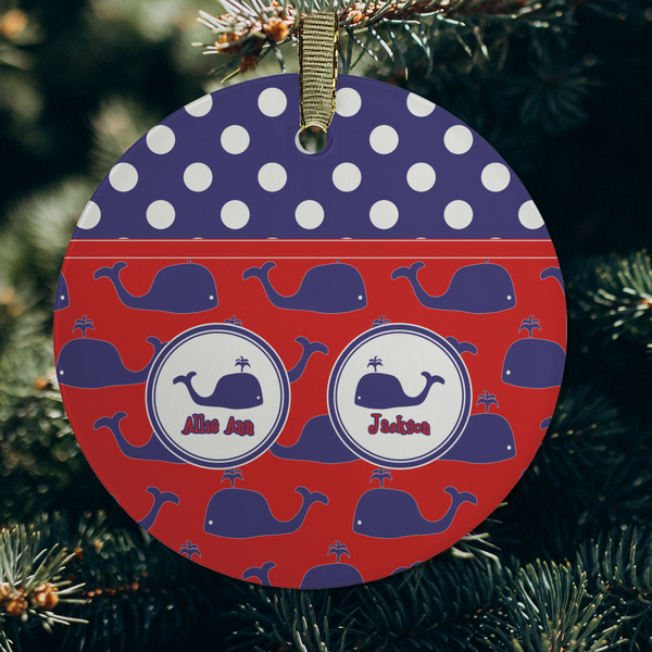 Whale Frosted Glass Ornament - Round (Lifestyle)