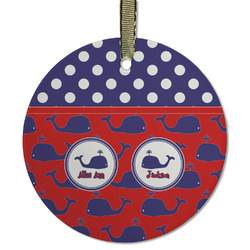 Whale Flat Glass Ornament - Round w/ Name or Text