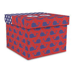 Whale Gift Box with Lid - Canvas Wrapped - Large (Personalized)