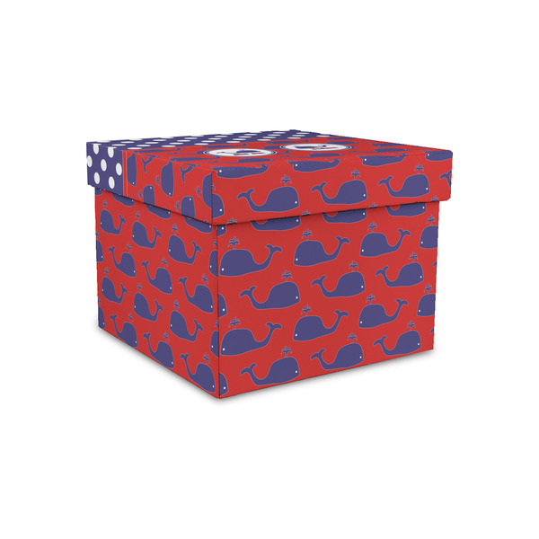 Whale Gift Boxes with Lid - Canvas Wrapped - Small - Front/Main