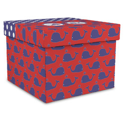 Whale Gift Box with Lid - Canvas Wrapped - XX-Large (Personalized)