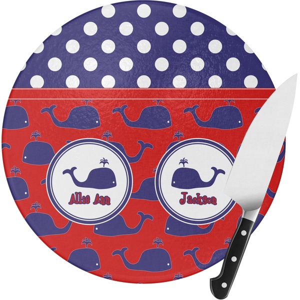 Custom Whale Round Glass Cutting Board (Personalized)