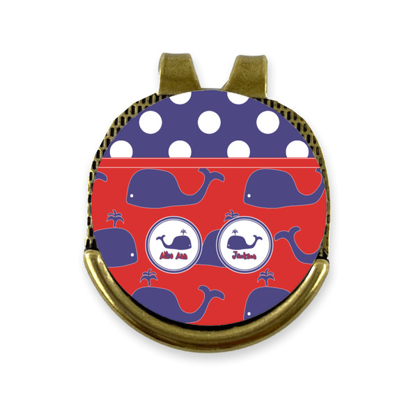Custom Whale Golf Ball Marker - Hat Clip - Gold