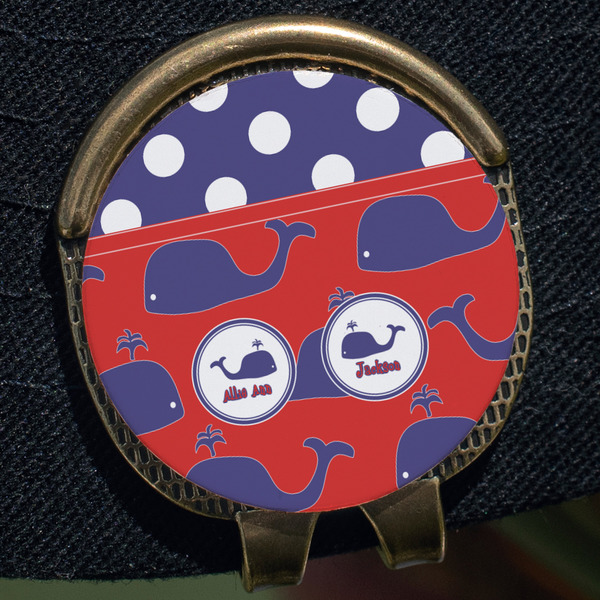 Whale Golf Ball Marker Hat Clip - Gold - Close Up