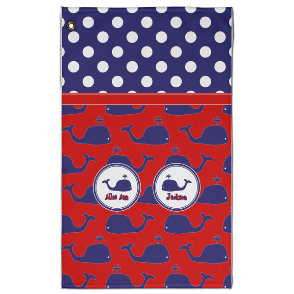 Custom Whale Golf Towel - Poly-Cotton Blend - Large w/ Name or Text