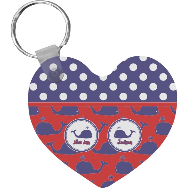 Custom Whale Heart Plastic Keychain w/ Name or Text
