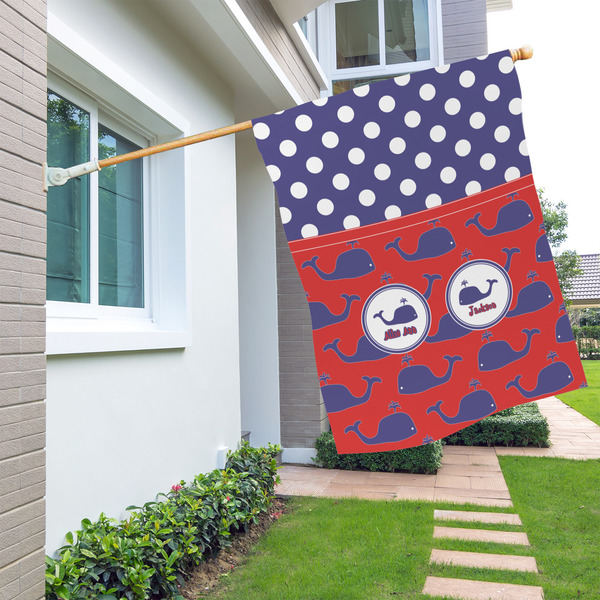 Whale House Flags - Double Sided - LIFESTYLE