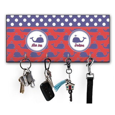 Whale Key Hanger w/ 4 Hooks w/ Graphics and Text